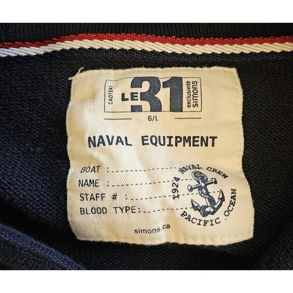 Simons Le 31 Navy Blue Sailor sweater size large knit casual warm pullover - Picture 7 of 10